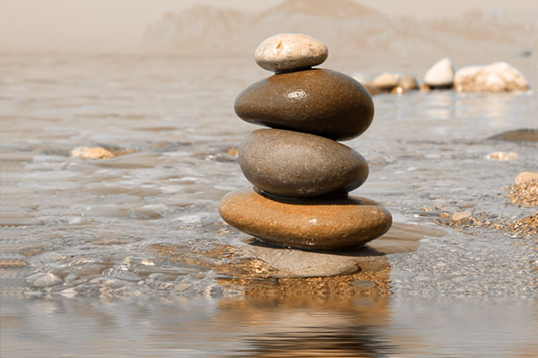 Stacked Rocks on Beach Balance